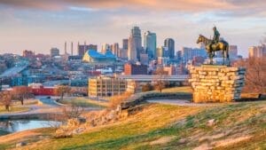 Statute and Kansas City skyline