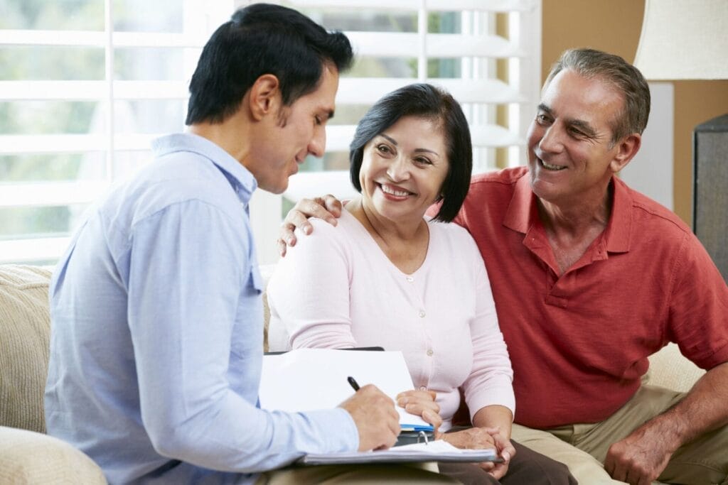 Couple meeting with loan agent