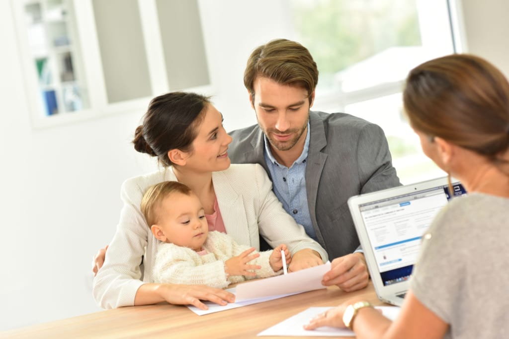 Family meeting real-estate agent for house investment