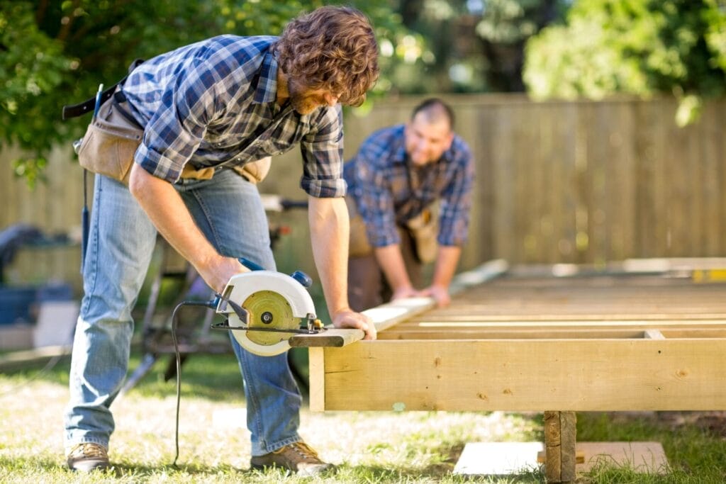 Carpenters building a deck